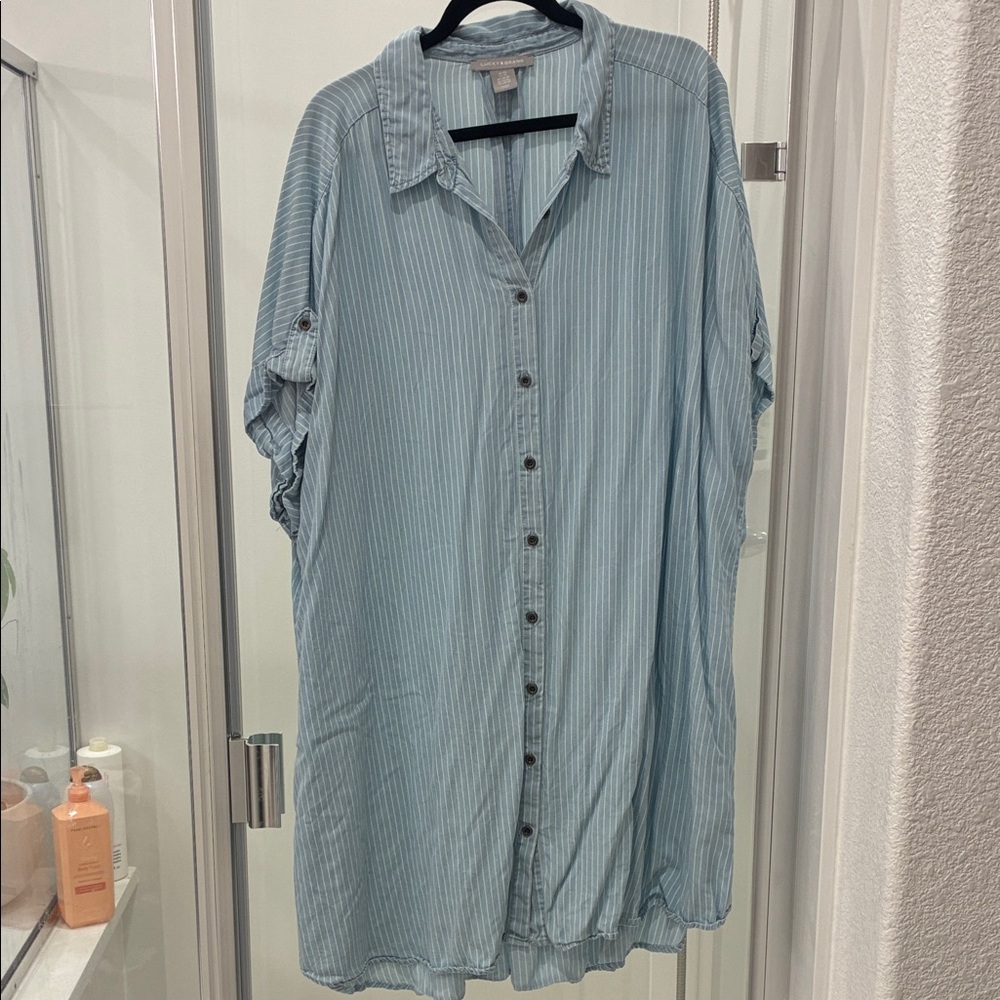 Lucky Brand Blue Striped Tunic Top